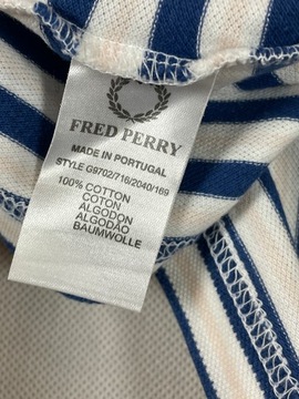 Fred Perry T-Shirt Koszulka Polo Bezrękawnik Damska Paski Logo Klasyk XS S