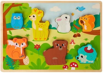 PUZZLE DREWNIANE UKŁADANKA ZWIERZĘTA LEŚNE 8 ELEME