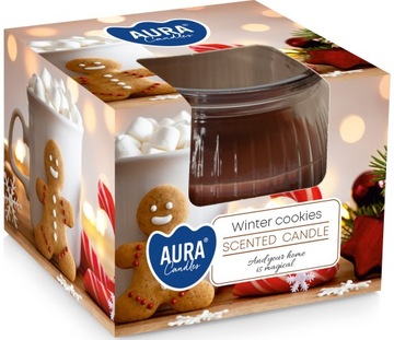 PARAFINOWA Świeca ŚWIECZKA ZAPACHOWA w SZKLE 18H 80G ZIMOWE CIASTECZKA