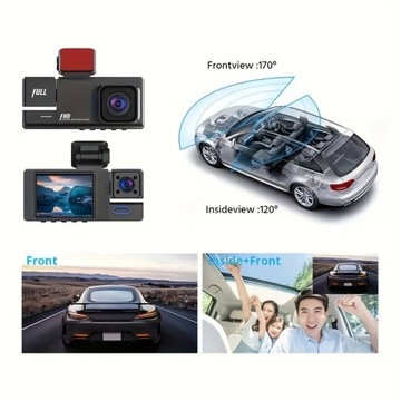 3-канальная передняя и задняя внутренняя автомобильная камера, автомобильная камера 1080P с ИК и ночным видением,