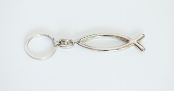 Brelok chrześcijański kształt ryby metalowy 2 x 5,5 cm