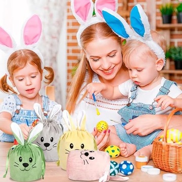 4 БАРХАТНЫХ ПАСХАЛЬНЫХ ПОДАРОЧНЫХ СУМКА ДЛЯ ОХОТЫ ЗАЯИЧНЫХ ЯИЦ