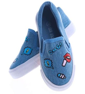 Buty dziecięce Wygodne wsuwane tenisówki z naszywkami 13509 25