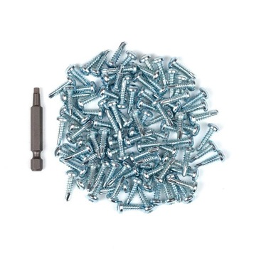 100 x z bitami 4,2 x 16 mm śruby samo-wiercące z łbem kwadratowym