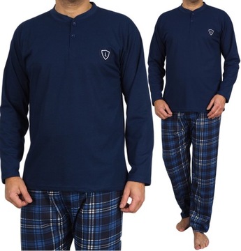 PIŻAMA MĘSKA KRATA pidżama BAWEŁNIANA SPODNIE L