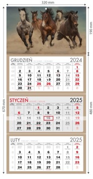 Kalendarz Trójdzielny 2025 KONIE KRAFT