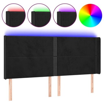 VidaXL Zagłówek do łóżka z LED, czarny,
