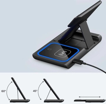 Индуктивное зарядное устройство Док-станция Apple Iphone Samsung Q1 USB 3in1 LED