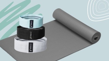 Mata do ćwiczeń fitness 183x61cm gruba gumy oporowe wytrzymałe zestaw