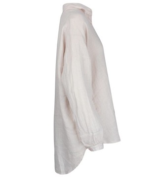 Długa lekka luźna koszula lniana dłuższy tył długi rękaw LAILA 2 (Różowy)