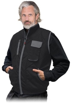 BEZRĘKAWNIK OCHRONNY OCIEPLANY - REIS - BARRAKUDA2 XL CZARNO-SZARY