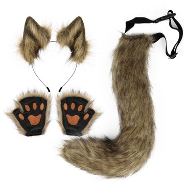 ZESTAW KOCIE USZY I OGON COSPLAY HALLOWEEN 3SZT