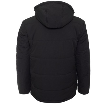 МУЖСКАЯ ЧЕРНАЯ ЭЛЕГАНТНАЯ СТЕГАНАЯ ЗИМНЯЯ КУРТКА С КАПЮШОНОМ / XL