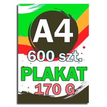 DRUK PLAKAT A4 600 szt. Papier Kreda 170g