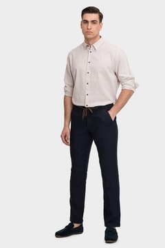 Granatowe lniane spodnie casual rozmiar 188/106