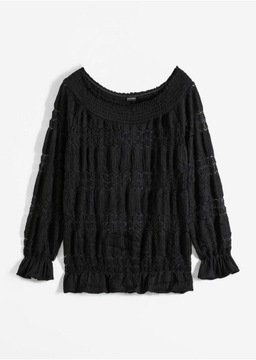 40/42 Bonprix bpc Shirt z dekoltem carmen z koronką zpk