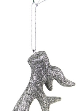 ПОДВЕСКА С БЛЕСКАМИ СЕРЕБРЯНЫЕ РОГА ОЛЕНЯ 16СМ