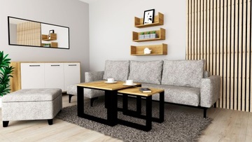 НАБОР ЖУРНАЛЬНЫХ СТОЛИКОВ 2в1 LOFT, ДУБ ГИКОРИЙ НАТУРАЛЬНЫЙ