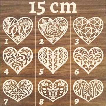 Serce ażurowe drewniane dekor decoupage 15cm