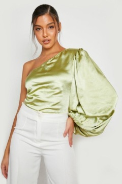 4F4B44 P24 BOOHOO ЗЕЛЕНЫЙ АТЛАСНЫЙ БОДИ M