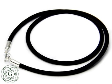 Linka kauczukowa rzemyk 55cm srebro 925 3mm