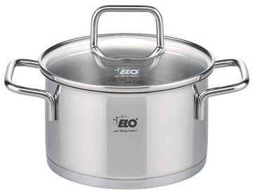 SREBRNY GARNEK TRADYCYJNY Z POKRYWKĄ STAL NIERDZEWNA 12CM/0,6L ELO