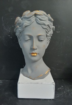 Doniczka głowa.H-27cm.Kolor szary,złoty