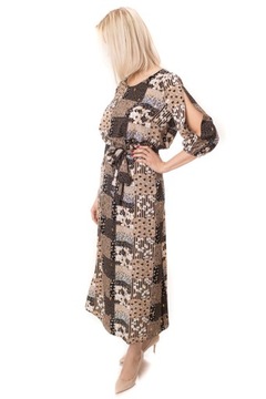 Długa modna elegancka sukienka maxi print wzory 40