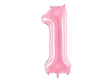 RÓŻOWY Balon foliowy - CYFRA 1 - PartyDeco - 1szt.