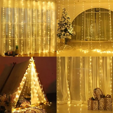 СВЕТОВАЯ ЗАВЕСА 200 светодиодов 3x2 гирлянда из елочных огней для окна