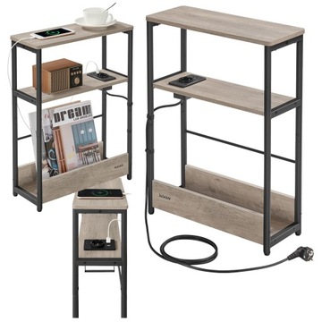 SZAFKA NOCNA STOLIK NOCNY DO SYPIALNI LOFT 45X58X18 CM SYPIALNIA 3 PÓŁKI