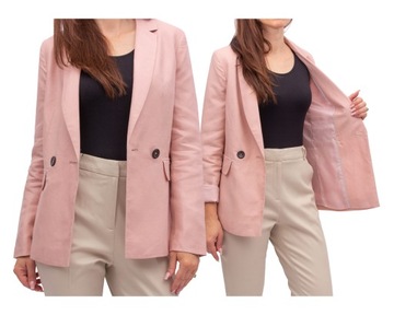 elegancka MARYNARKA DAMSKA różowa marynarka M 38