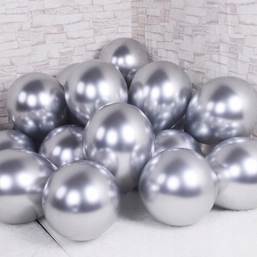 BALONY Błyszczące SREBRNE CHROM GLOSSY 25cm 50szt