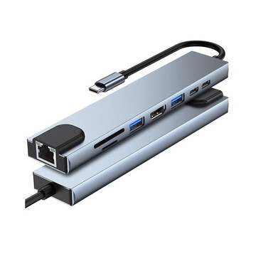 Концентратор USB C до 4K с RJ45, SD/TF, USB-C Data PD, быстрая зарядка