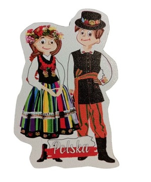 Magnes drewniany z parą łowicką