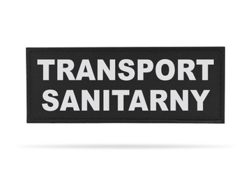 CZARNA NASZYWKA NAPIS TRANSPORT SANITARNY ODBLASK