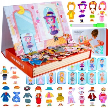 UKŁADANKA EDUKACYJNA MAGNETYCZNA PUZZLE MONTESSORI UBIERANKA MODA ZESTAW