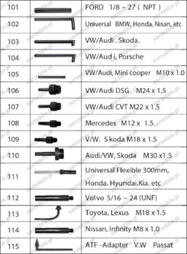 Переходники для замены масла в коробке передач, 15 шт.