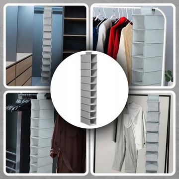 ПОДВЕСНОЙ ОРГАНАЙЗЕР ДЛЯ ОДЕЖДЫ ПОЛКА ВЕШАЛКА 10 ТЕКСТИЛЬНЫХ ПОЛОК