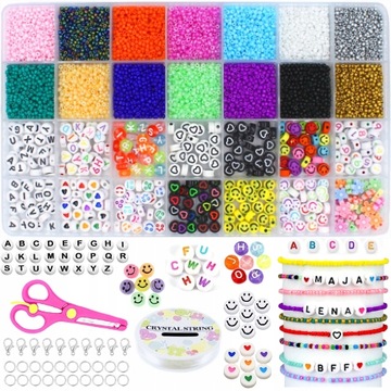 НАБОР ДЛЯ ИЗГОТОВЛЕНИЯ БРАСЛЕТОВ, БИСЕРОВ, БУКВ, 9000 БУСИН
