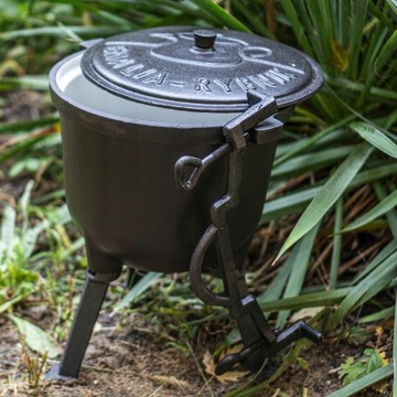 ЧУГУННЫЙ КАЛУНД, эмаль, Венгерский охотничий горшок, жареное мясо, 10л, КОСТРЬ