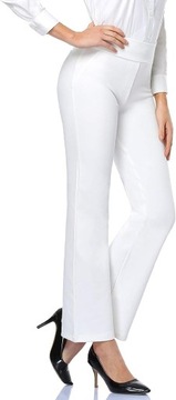 Spodnie Damskie Dzwony Wysoki Stan XL 32" Białe