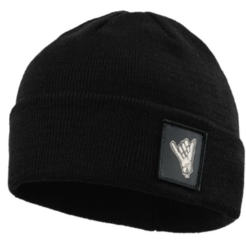 CIEPŁA GRUBA CZAPKA WEŁNIANA MERINO BEANIE SHAKA ZIMOWA CZAPKA CZARNA