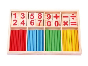 ZESTAW MATEMATYCZNY PATYCZKI DO NAUKI LICZENIA LICZYDŁO MATEMATYKA DREWNO