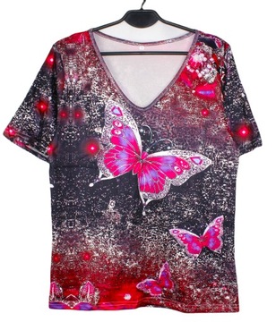 Kolorowa bluzka koszulka motyl wzór M 38