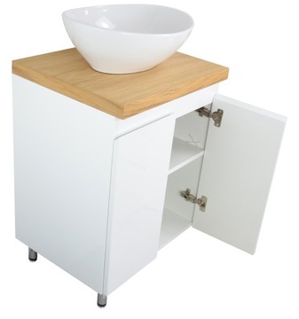 STOJĄCA SZAFKA POD UMYWALKĘ 70 CM LAKIER| BLAT DĄB