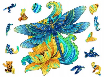 Puzzle Drewniane Premium 3D Układanka dla dorosłych Ważka L Zwierzęta