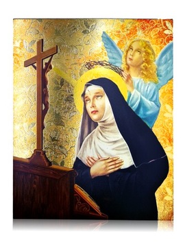 Ikona religijna ręcznie pozłacana ŚWIĘTA RITA 20x25 cm