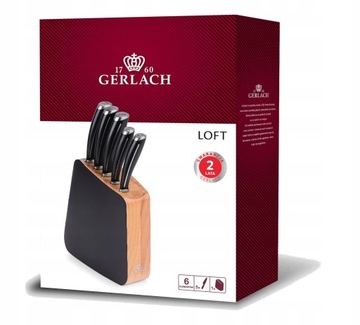ГЕРЛАХ НАБОР ИЗ 5 КУХОННЫХ НОЖЕЙ В ЛОФТЕ ДЕРЕВЯННЫЙ БЛОК