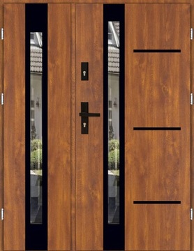 DRZWI ZEWNĘTRZNE DWUSKRZYDŁOWE INOX 4ZD3 BLACK 136,141,151CM 55MM
